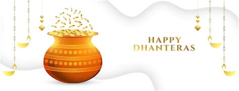 Free Vector Elegant Happy Dhanteras Cultural Event Banner Welcoming