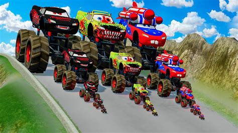 Big Small Monster Truck Mcqueen Vampire Vs Zombie Mcqueen Vs