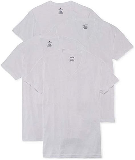 Stafford V Neck White Shirts (Pack of 4) Blended Cotton Dry+Cool (46-48 ...