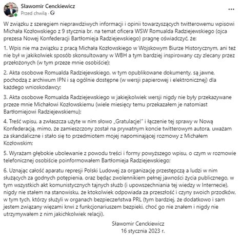 S Awomir Cenckiewicz On Twitter Moje Stanowisko I Ubolewanie Ws