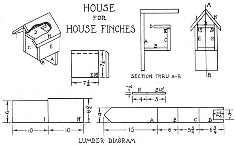 Finch Bird House Plans + Dimensions of Finch House Plans