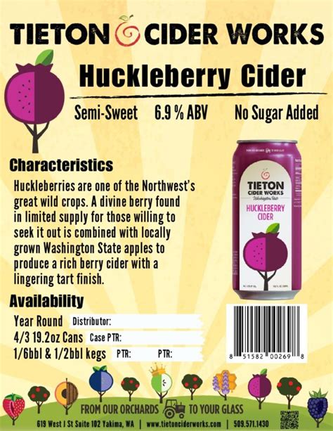 Huckleberry Sell Sheet New Tieton Cider Works From Our Orchard To