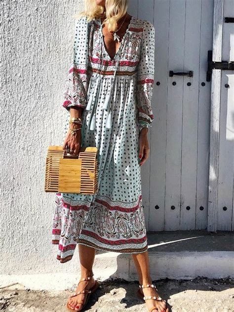 Cheap Bohemian Dresses Style Maxi Midi Floral Boho Dress Roselinlin