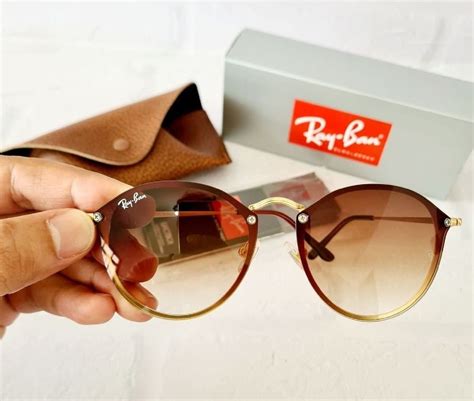 Culos De Sol Ray Ban Round Blaze Marrom Degrad Importado Lan Amento