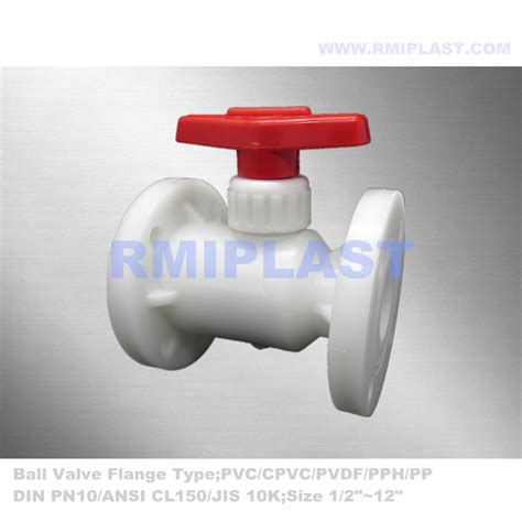 Polyvinylidene Fluoride Ball Valve By Pvdf Body Ptfe Seal Flange Jis K