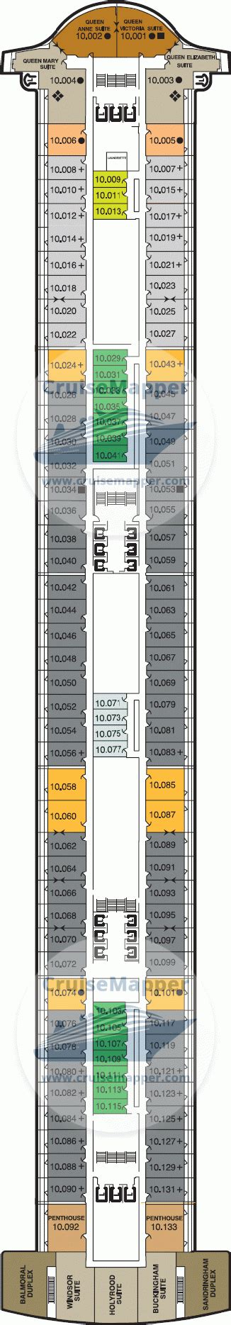 Queen Mary 2 deck 10 plan | CruiseMapper