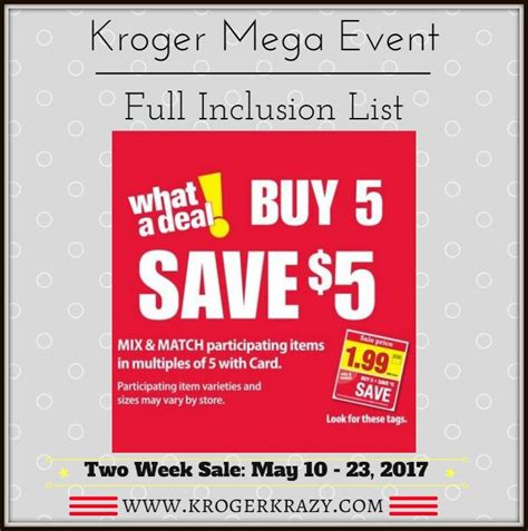 Kroger Buy 5 Save 5 Mega Event Full Inclusion List Kroger Krazy