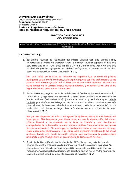 9 PC2 2016 I Mont Segunda PC de Economía General II UNIVERSIDAD