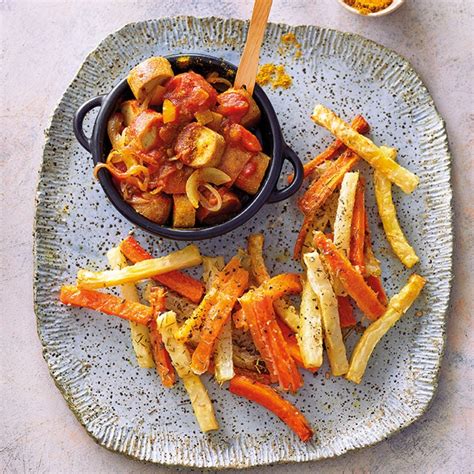 Currywurst vegan et frites de légumes Recettes Saines WW Schweiz