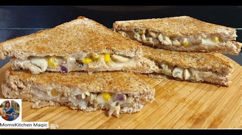 Mushroom Corn Cheese Sandwich Recipe Easy Veg Mushroom Cheese