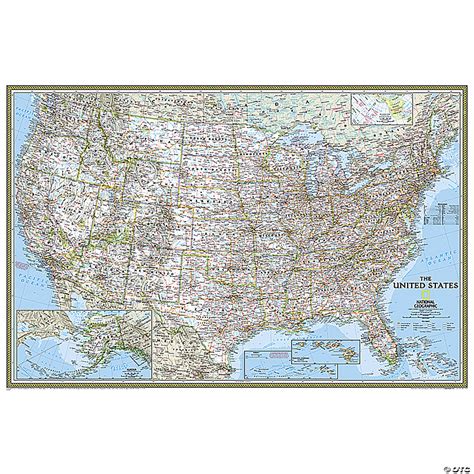 national geographic world  united states classic poster size map