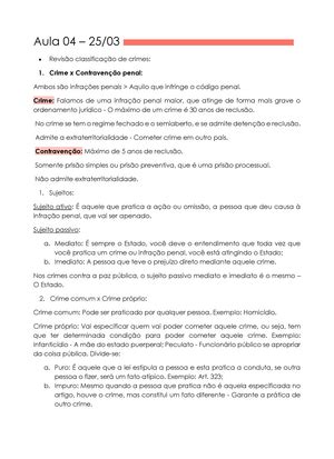 Aula 02 Crimes contra a paz pública Introdução Aula 02 13 03