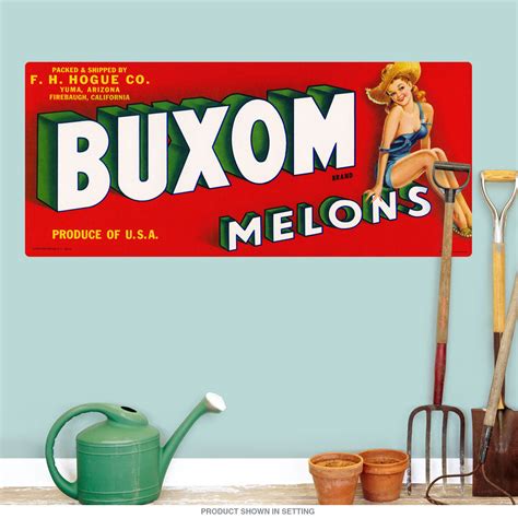 Buxom Melons Pinup Fruit Label Wall Decal Retro Planet