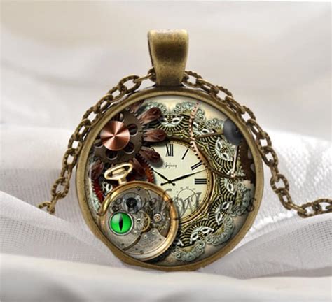 Steampunk Pocket Watch Necklace Steampunk Clock Pendant Etsy