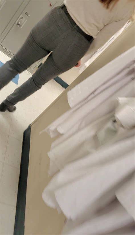 Brunette Round Bubbly Butt In TIGHT Work Pants In High Heels She Want All The Attention Tight