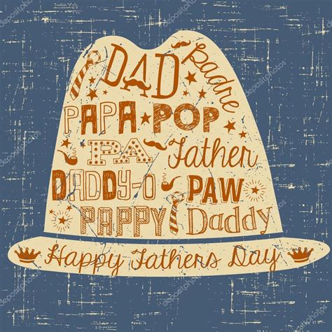 Happy Fathers Day Hand Drawn Typography Hat Illustration Greeting Card