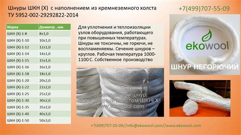Кремнеземный шнур ШКН(Х) с холстом внутри