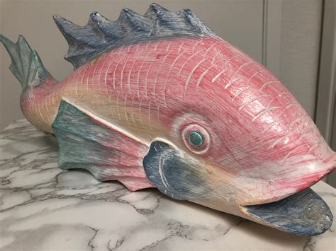 Wooden Fish Hand Carved Hand Painted In Beautiful Etsy