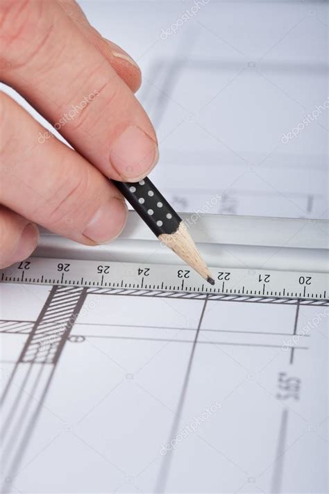 Architect Drawing On Blueprint — Stock Photo © AndreyPopov #39413839