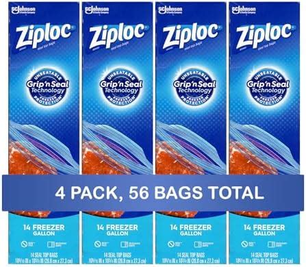 Ziploc Gallon Food Storage Freezer Bags New Stay Open Design With