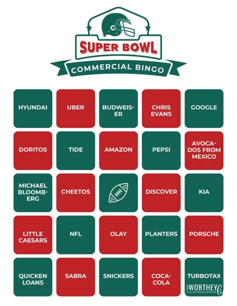 Super Bowl Bingo Free Printable