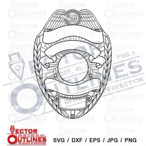 Editable Svg Police Badge With Eagle Blank Template For Cnc Etsy