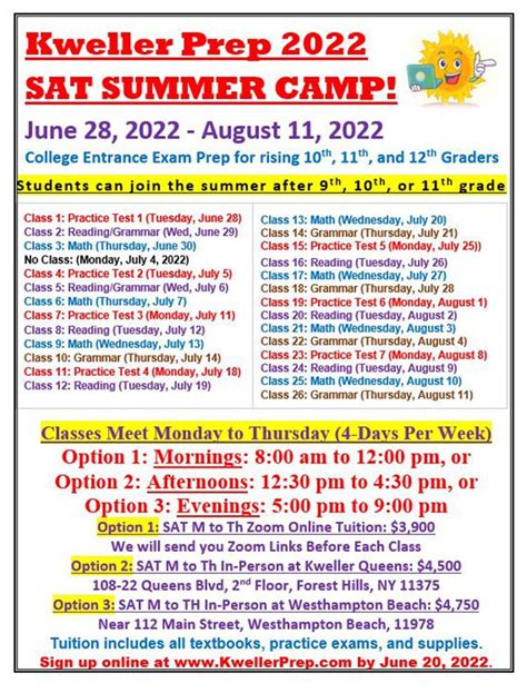 Welcome To Week Of Kweller Prep S Sat Summer Camp