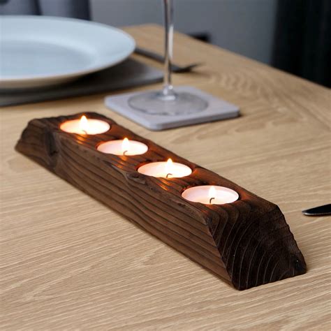 Charred Wood Tea Light Holder Burnt Wood Candle Holder Yakisugi Rectangle Tealight - Etsy UK