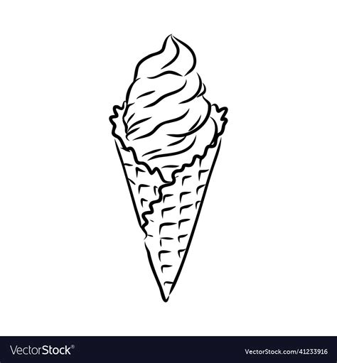 Ice Cream Cone Doodle Cream Royalty Free Vector Image