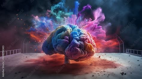 Explosive Mindscapes Concept Art Of Human Brain Bursting With