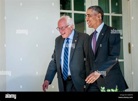 United States President Barack Obama And Us Senator Bernie Sanders