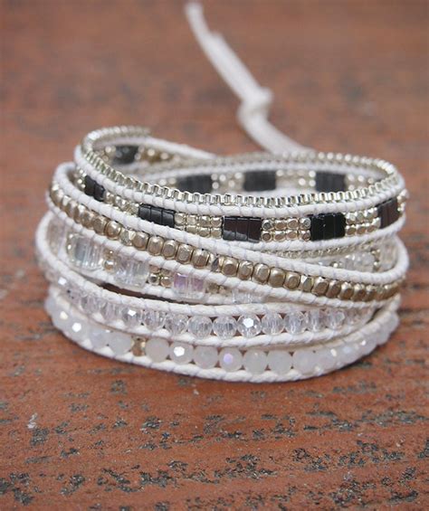 5 Times Wrap Bracelet White Crystal Beaded Mix Boho Etsy