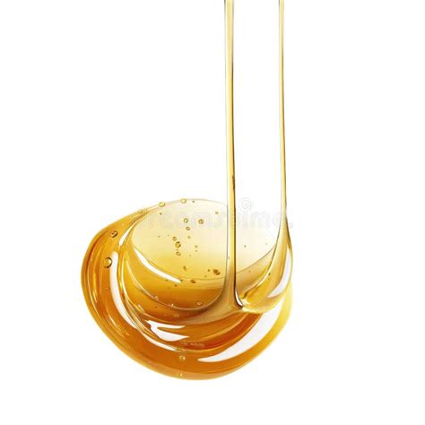 honey pours drips forming viscous swirl  isolated background