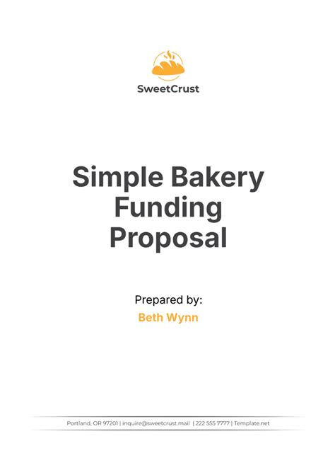 Free Simple Bakery Funding Proposal Template to Edit Online