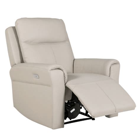 Raivis Leather Electric Recliner Armchair In Stone Furniture In Fashion