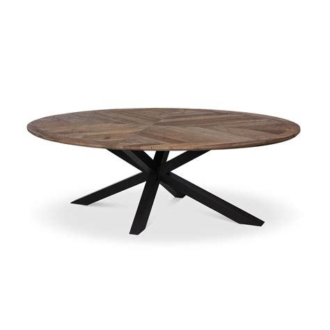 Park Hill Oval Solid Wood Top Metal Base Dining Table Wayfair