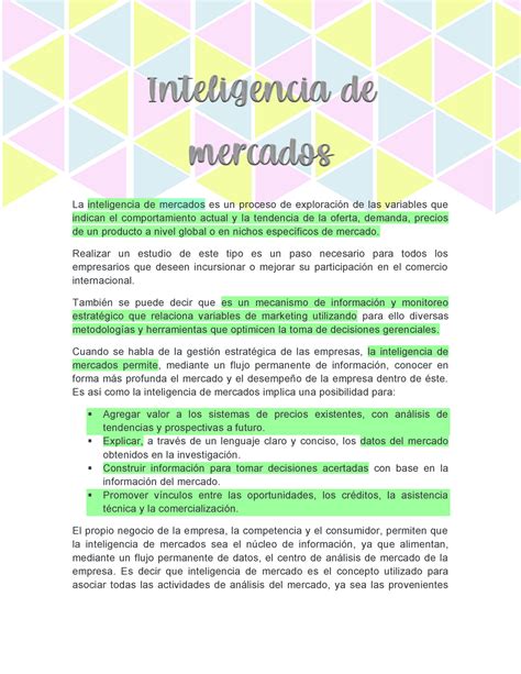 Factores Inteligencia De Mercados La Inteligencia De Mercados Es Un