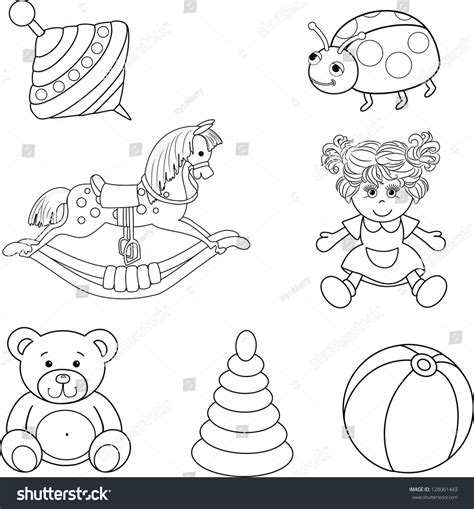 Set Outlined Babys Toys Elementsvector Illustration Stock Vector