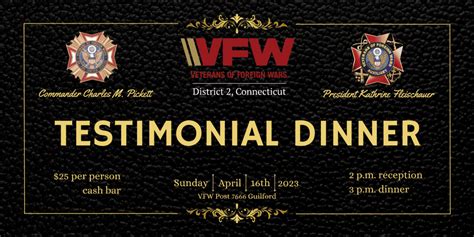 VFWCT2 Testimonial Dinner VFW New Haven Post 12150