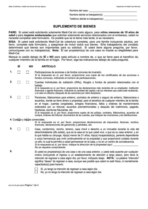 Fillable Form Mc 210 Ps Suplemento De Bienes Printable Pdf Download