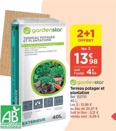 Promo Gardenstar Terreau Potager Et Plantation Chez Auchan ICatalogue Fr