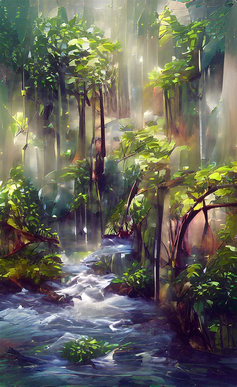 Rainforest River Digital Art by La Moon Art - Fine Art America