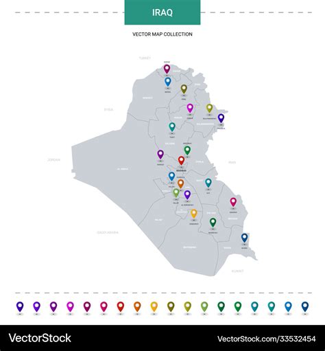 Iraq Map With Location Pointer Marks Infographic Vector Image