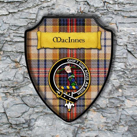 Macinnes Shield Plaque With Scottish Clan Coat Of Arms Badge On Clan