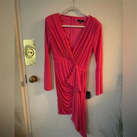 Lulus Dresses Marlay Hot Pink Ruched Long Sleeve Bodycon Dress