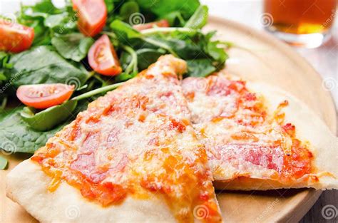 Pizza And Side Salad Stock Image Image Of Ready Board 58036899