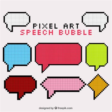 Collection Of Speech Bubbles In Pixel Art Style Free Vector