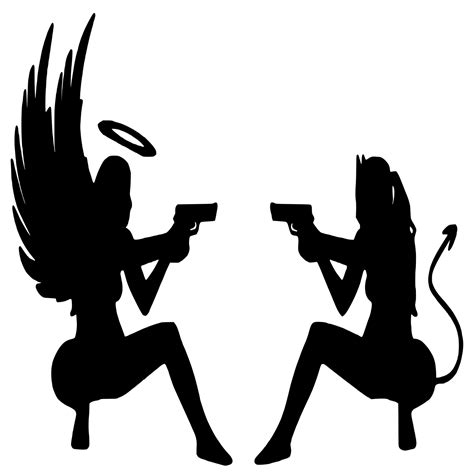 Sexy Girl Angel Devil Shooting Decal Tumbler Car Window Stickers 22