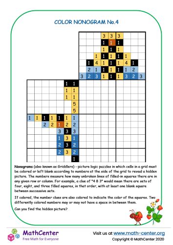 Color Nonogram No.4 | Games | Math Center