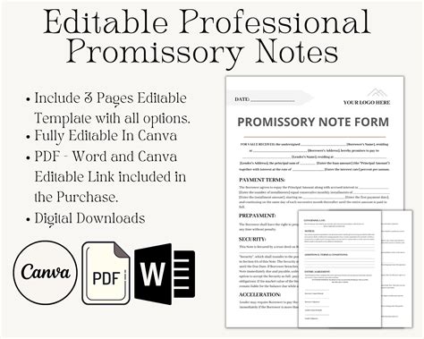 Editable Promissory Note Form Promissory Note Templates Obsolete Promissory Canva Template